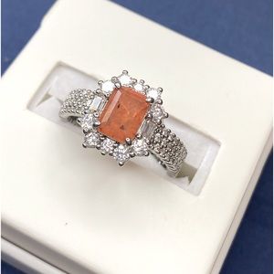 Natural fusion sunrise orange Quartz eternity Ring